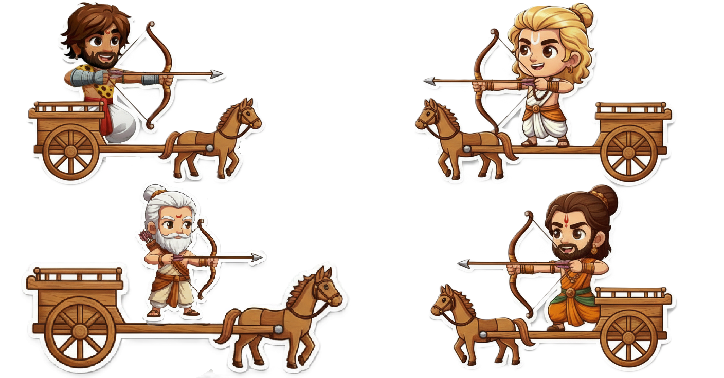 Warout Mahabharata strategy card game box and cards