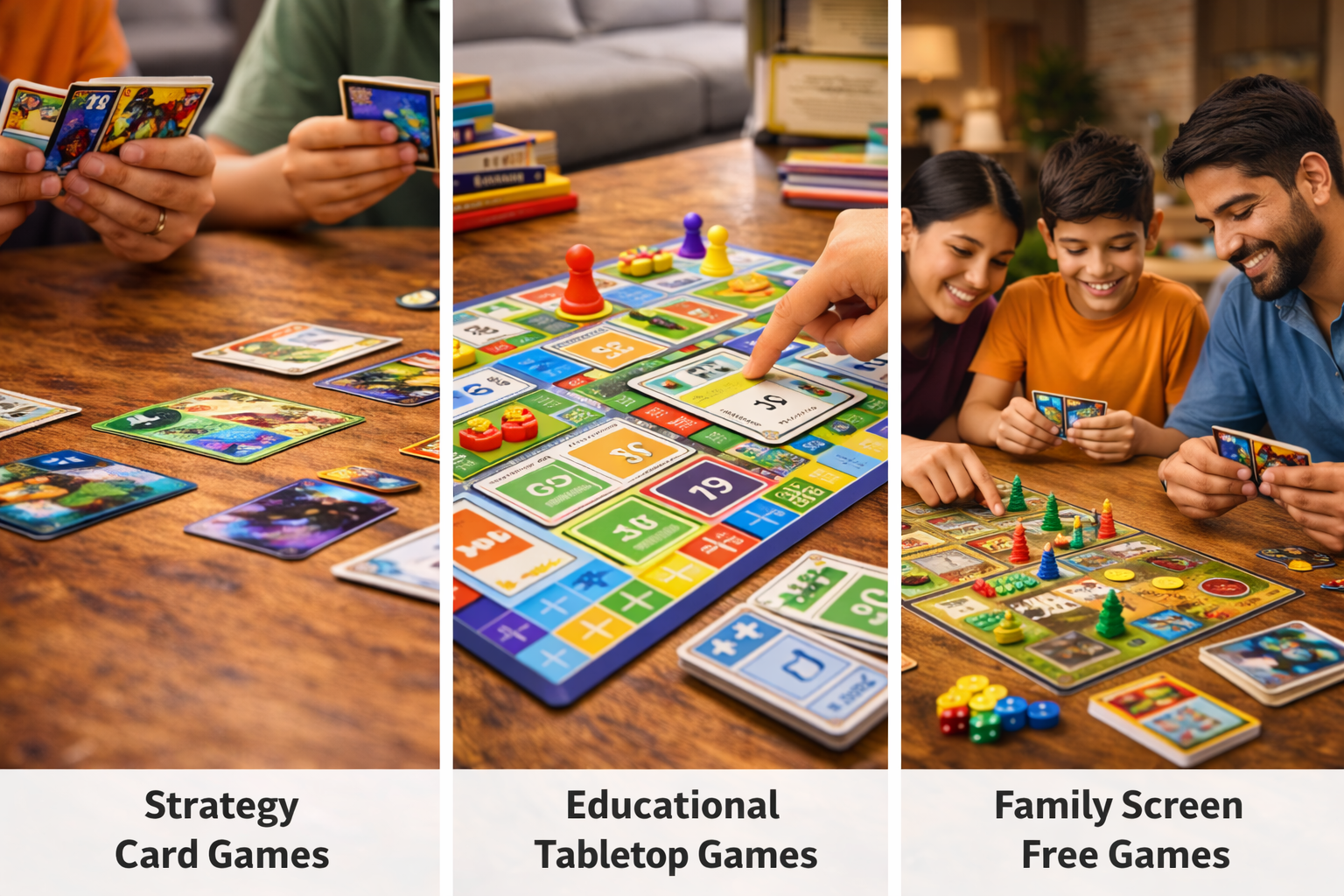 screen free strategy card game for kids warout cards spread